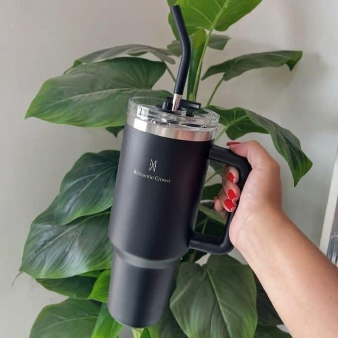 Copo Térmico Gigante 1,2L Inox com Canudo