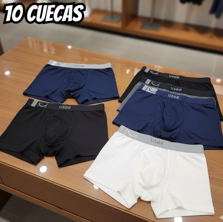 Usee Brasil Kit com 10 Cuecas Boxer Masculina Microfibra Premium – Confortável, Sem Costura, Respirável, Secagem Rápida, Alta Elasticidade, Modelagem Anatômica, Não Enrola, Ideal para Dia a Dia