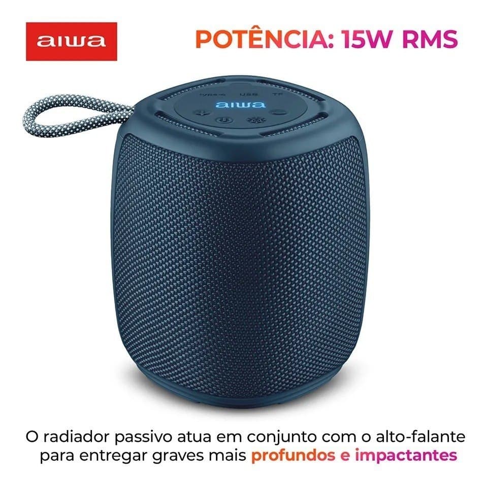 Caixa de Som Speaker Aiwa SP-03-BL 15W Bluetooth IPX4 RGB