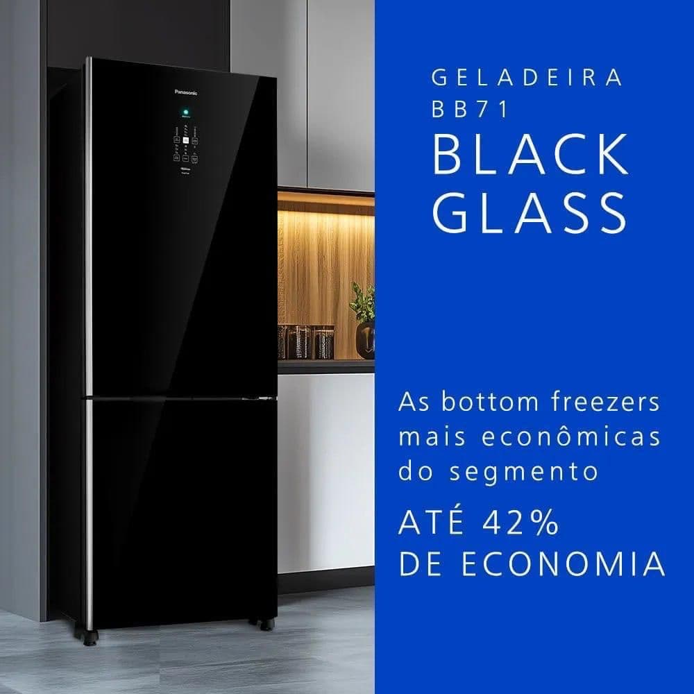 Geladeira Inverse Inverter Panasonic Black Glass 511L BB71 110V