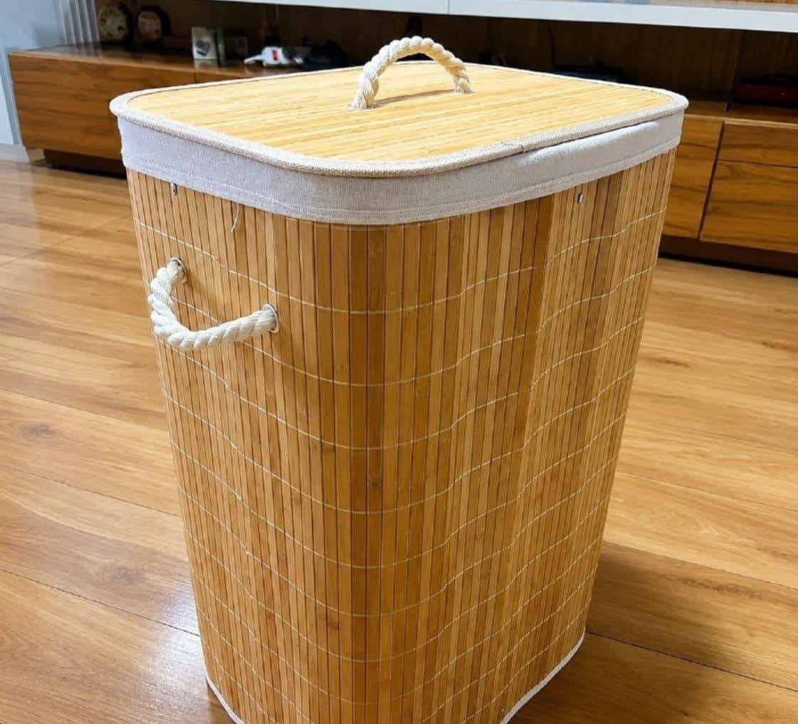 Cesto de Roupas de Bambu 70L Yikasa