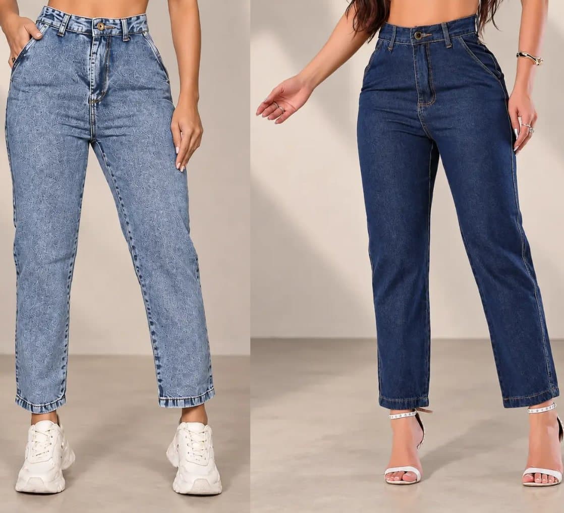 Calça Jeans Mom Feminina Cintura Alta