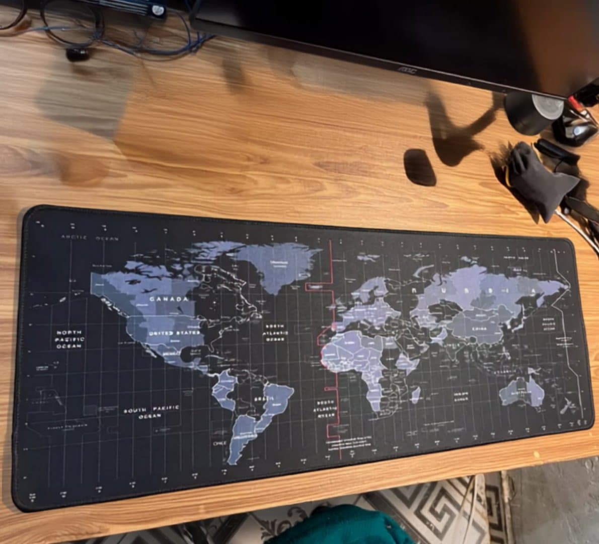 Mousepad Gamer Estampa Mapa Mundi 70x35cm