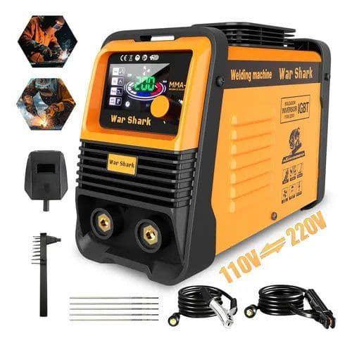 Máquina de Solda Inversora Portátil War Shark Bivolt 110V/220V MMA TIG Amarelo