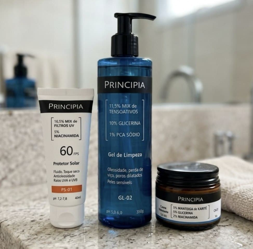 Kit Principia para Rotina de Skincare Pele Sensível com Protetor Solar FPS 60