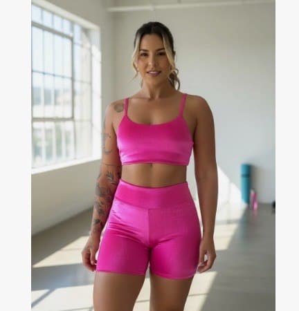 Conjunto Fitness Virginia Top Shorts Meia Coxa